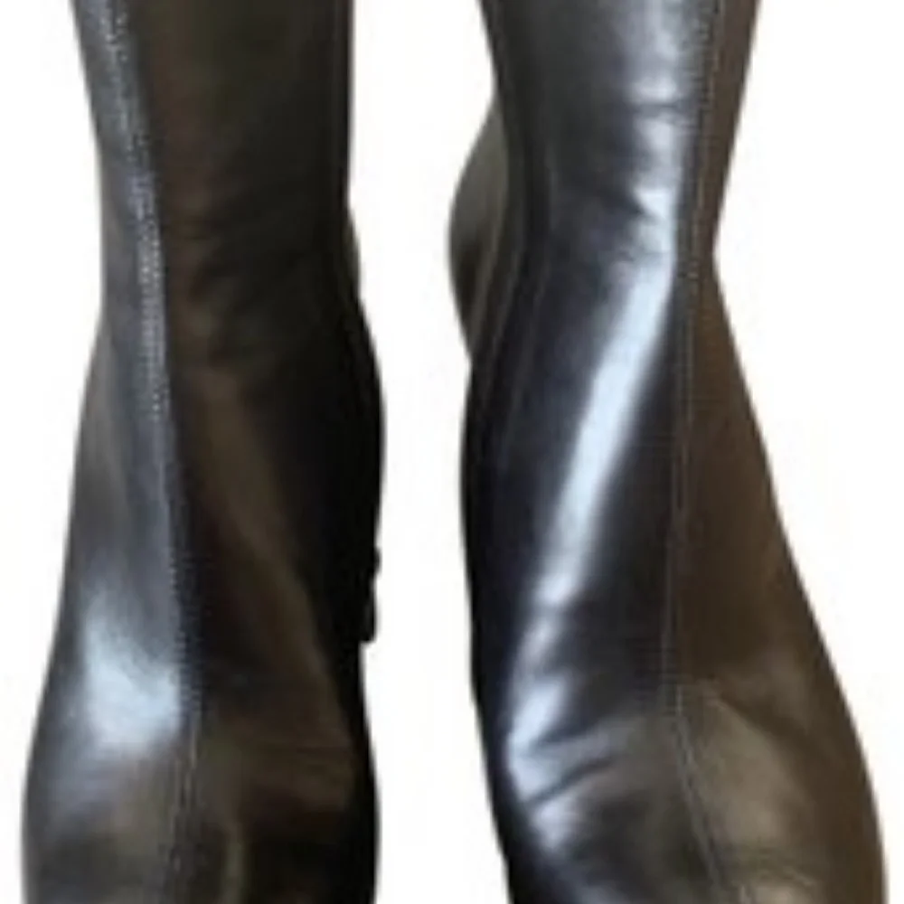 Black Leather Stylish Boots/Booties MADE IN ITALY - Picture 3 of 3